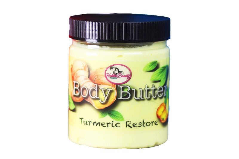 Whipped Body Butter | 100% Organic | Shea Butter | Skin Moisturizer | Natural Body Butter | Intense Hydration | For All Skin Types | Vegan and Cruelty Free | Habbie Beauty (16 oz Turmeric Restore) Habbie