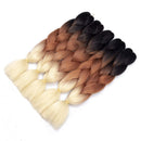 Ombre Kanekalon Braiding Hair 5 Pack Ombre Jumbo Braiding Hair Extensions 24 Inch Jumbo Braid Synthetic Hair for Braiding (5 pack, Black-Brown-Blonde) Angels Beauty Store