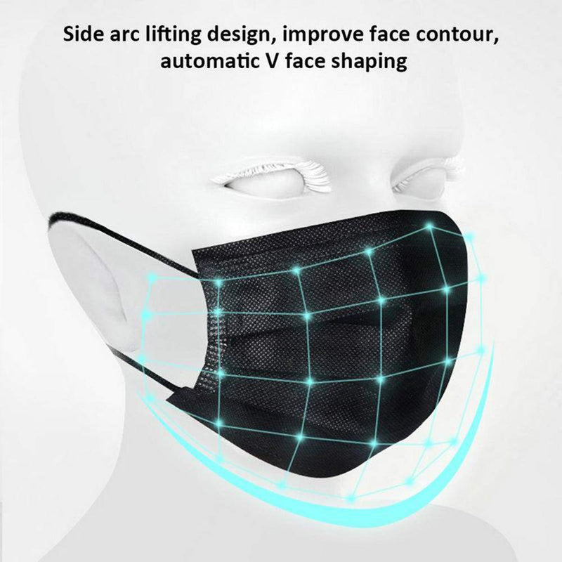 500PCS 3 ply black disposable masks filter mask NNPCBT