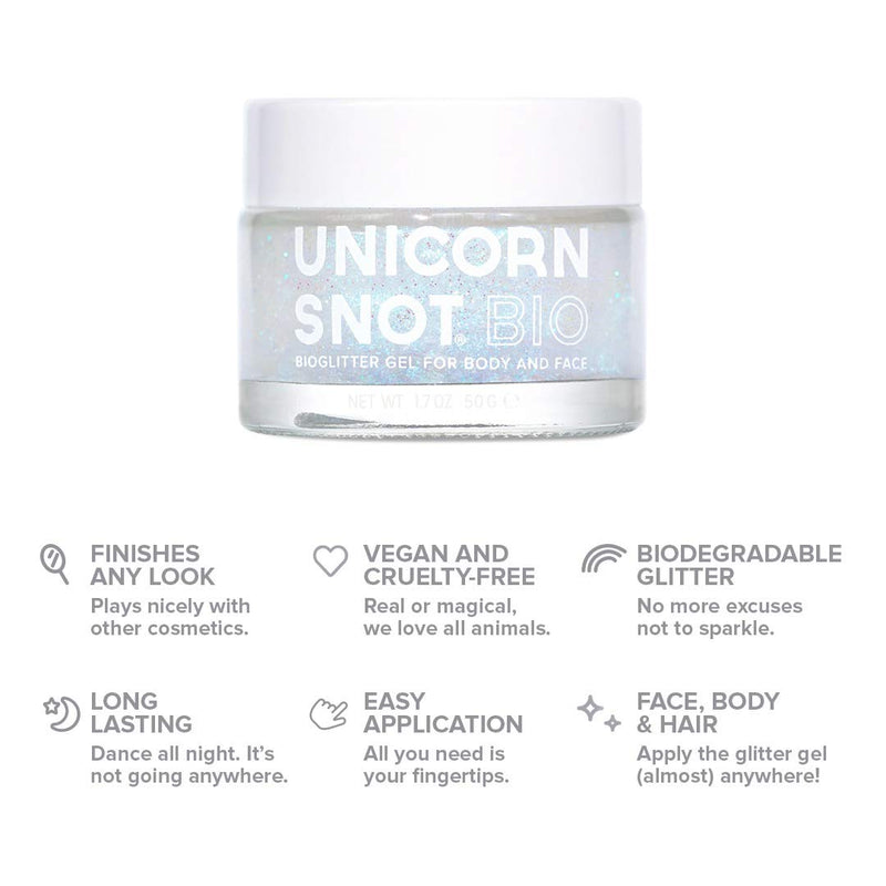 Unicorn Snot Biodegradable Holographic Body Glitter Gel for Body, Face, Hair - Vegan & Cruelty Free - 1.7 oz (Bio Silver) UNICORN SNOT