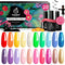Beetles 20 Colors Rainbow Summer Gel Nail Polish Kit, Soak Off LED Lamp Glitter Nude Gel Polish Starter Kit with Glossy & Matte Top Gel Base Coat Kaleidoscope Halloween Nails Manicure Gifts for Women beetles Gel Polish