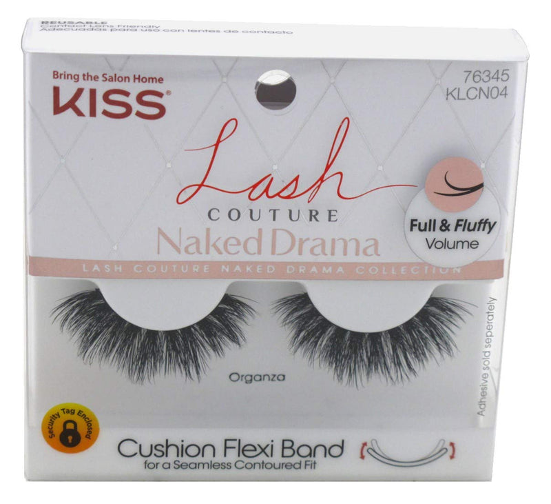 KISS Lash Couture Naked Drama Collection, Full & Fluffy Volume 3D Faux Mink False Eyelashes, Cushion Flexi Band & Split-Tip Technology, Tapered, Reusable and contact lens friendly, Style Organza, 1 Pair KISS