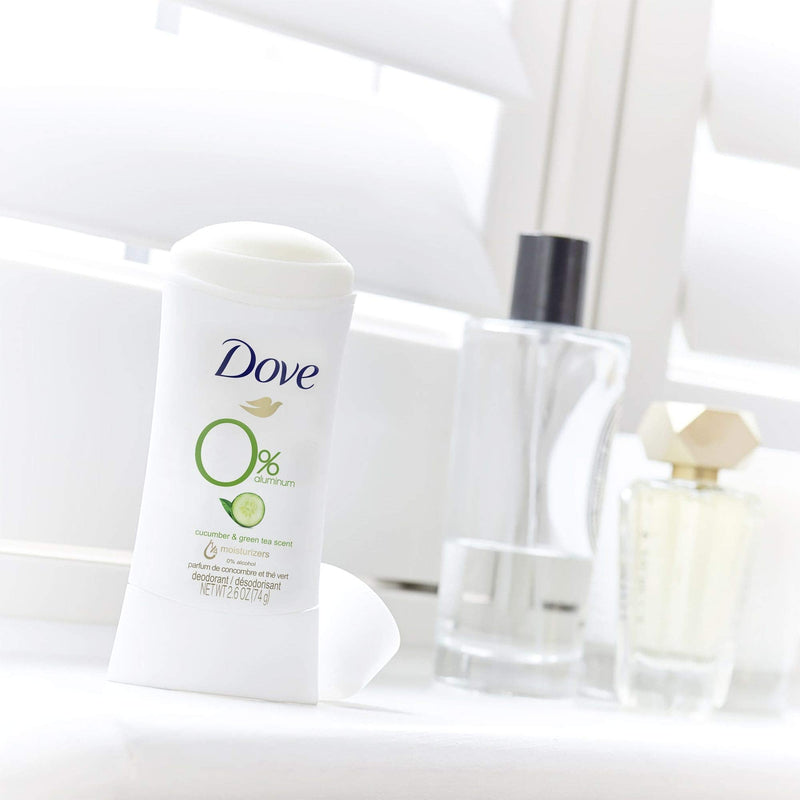 Dove 0% Aluminum Deodorant Stick Non irritating for Underarm Care Cucumber and Green Tea, 2.6 Oz Dove