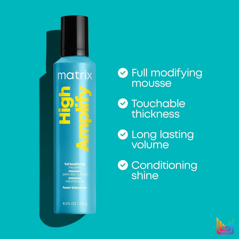 Matrix High Amplify Foam Volumizer Full Bodifying Mousse - Lightweight Lasting Volume, Thickening & Conditioning Shine, For Fine and Limp Hair, Salon Hair Styling, 8.3 Oz Infinity Warehouse