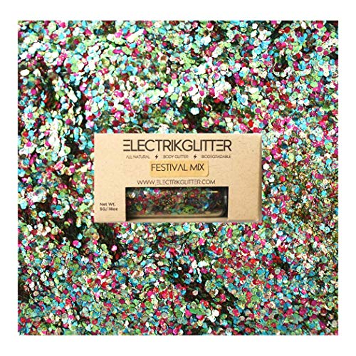 Eco Friendly Glitter Chunky Glitter for Festivals. Eco Friendly Body Glitter for Hair Glitter, Nail Glitter, Face Eyeshadow glitter, Rave accessories, Holographic glitter makeup (Pool Party Mix)) ELECTRIKGLITTER