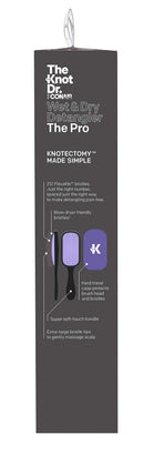 Conair The Knot Doctor Premium Pro Detangling Brush for Wet/Dry Hair with Storage Case, Purple, Black Conair