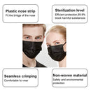 Black Disposable Face Masks 50PCS 3 Ply NNPCBT