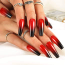 Outyua Ombre Extra Long Press on Nails Coffin Ballerina Gradeint Fake Nails Super Long False nails Acrylic Halloween Christmas Nails for Women and Girls 24Pcs (Red & Black) Outyua