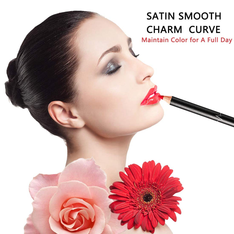 DC-BEAUTIFUL 18 Colors Lip Liners Pencil Set with 2 Pencil Sharpeners, Premium Waterproof Smooth Lip Pencils, Long Lasting Matte Makeup Lipliners(2022 Upgraded) DC-BEAUTIFUL