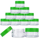Beauticom 20 gram/20ml Empty Clear Small Round Travel Container Jar Pots with Lids for Make Up Powder, Eyeshadow Pigments, Lotion, Creams, Lip Balm, Lip Gloss, Samples (12 Pieces, Green) Beauticom