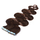 Wavy Tape in Hair Extensions 100% Human Hair Body Wave 18 inch Medium Brown Long Soft Remy Hair Skin Weft Seamless Invisible Double Side Tape 20pcs/50g