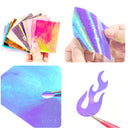 YESORNO Holographic Flame Nail Stickers 16PCS Fire Flame Nail Art Decals Stickers Nail Reflections Tape Adhesive Foils DIY Decoration YESORNO