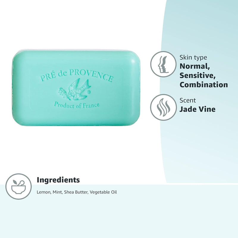 Pre de Provence Artisanal Soap Bar, Natural French Skincare, Enriched with Organic Shea Butter, Quad Milled for Rich, Smooth & Moisturizing Lather, Jade Vine, 5.3 Ounce Infinity Warehouse