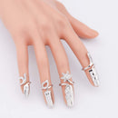 MYOSAPRK 4 PCS Rhinestone Fingernail Opening Ring Nail Decoration Finger Tip Ring Nail Protecting Fingernail Gift for Women Girls (Fingernail Opening Ring S) MYOSPARK