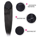 Seelaak 24 Inch Straight Ponytail Hairpiece for Black Women Straight Drawstring Ponytail Human Hair seelaak