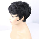 VCK Short Pixie Cut Wigs for Black Women Natural Wavy Synthetic Hair Wigs Short Layered Heat Resistant Wigs 1B Color VCK