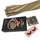 GOO GOO 24inch 50g 20pcs Tape in Human Hair Extensions Light Blonde Mixed Golden Blonde Remy Hair Extensions Tape in Straight Hair for Women GOO GOO