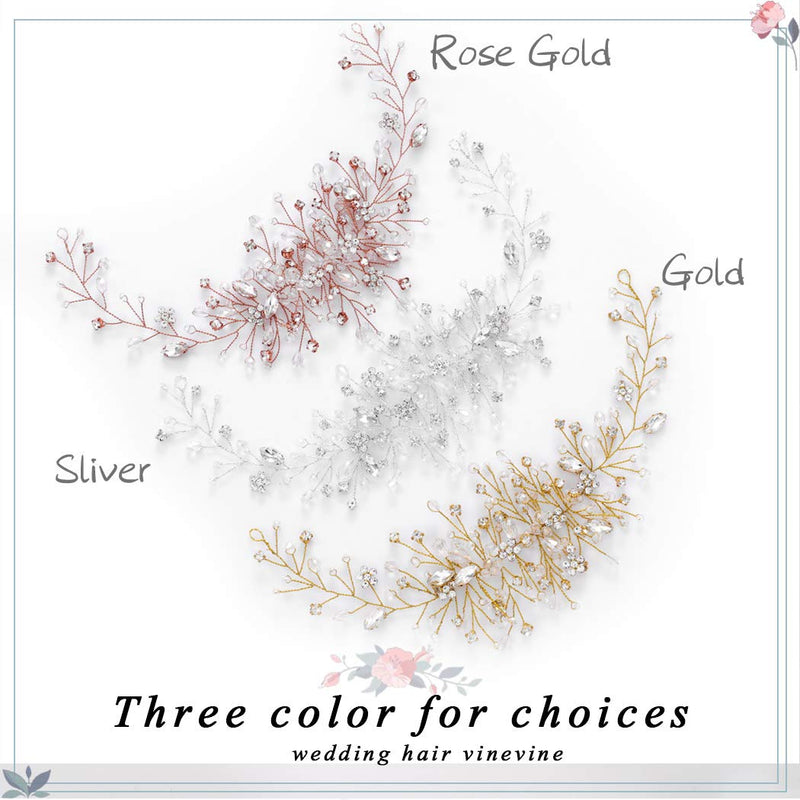 Aukmla Flower Bride Wedding Hair Vine Silver Crystal Bridal Hair Piece Rhinestone Hair Breath Accessories for Women and Girls(9.84 Inches) (Silver) Aukmla
