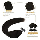 Ugeat Flat Tip Hair Extensions Human Hair 22 Inch Fusion Hair Extensions 50g Keratin Hair Fusion Hair Extensions Black
