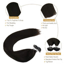 Ugeat Flat Tip Human Hair Extensions 22 Inch Off Black Hair Extensions Keratin Fusion Hair Extensions 50G