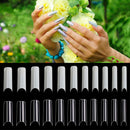 Noverlife 1100PCS Deep C/U Curved Square Shape French False Nail Tips, 11 Sizes, Long Acrylic Half Cover Fake Nail Tips, Artificial Nail art Finger Tips for Salon DIY Mani-pedi Nail Design Practice Noverlife