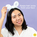 FaceTory Bunny Bow Hairband in Dreamy Blue for Skin Care, Facial Washing, Spa, One Size Fits Most FACETORY