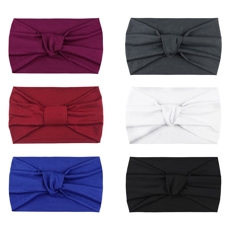 DRESHOW 6 Pack African Headbands Knotted Hairbands Yoga Sport Turban Head Wraps Wide Headband for Girls Hair Bands Accessories DRESHOW