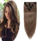 16 Inch Long Clip in Hair Extensions 100% Human Hair 65g Thin 8 Pcs 18 Clips Standard Weft Straight Clip on Human Hairpieces for Women Beauty #6 Light Brown Hairro Store