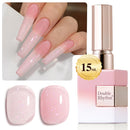 Double Rhythm Translucent Gel Polish Sheer Neutral Natural Light Milky Same Color Same Bottle 15ML Jelly UV Polish Nail Art DIY at Home (Jelly Nude Brown-A1492) Infinity Warehouse