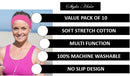 Styla Hair 10 Pack Stretch Headbands Non-Slip Head Wraps Great for Sports, Yoga, Pilates, Running, Gym, Workouts, Baseball, Casual Wear, Gifts & more! Pink Styla Hair