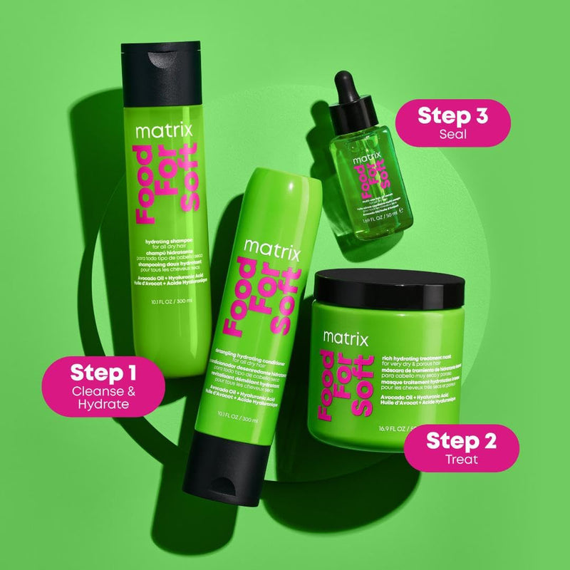 Matrix Food For Soft Rich Hydrating Treatment Mask For Dry and Brittle Hair - Moisturizes, Softens and Smooths, With Avocado Oil & Hyaluronic Acid, 16.9 Fl Oz Infinity Warehouse