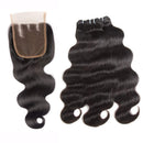 Brazilian Body Wave Bundles with Closure Brazilian Unprocessed Virgin Hair 3 Bundles with 4x4 3 Part Lace Closure (10 12 14+10) 10A Ocean Wave Human Hair Bundles with Closure 70g/bundle B-fashion Store