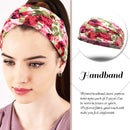 Aukmla Boho Headband Floral Hairbands Elastic Turban Flower Head Wrap Hair Accessories for Women and girls (Pack of 3) (Floral Print 1) Aukmla