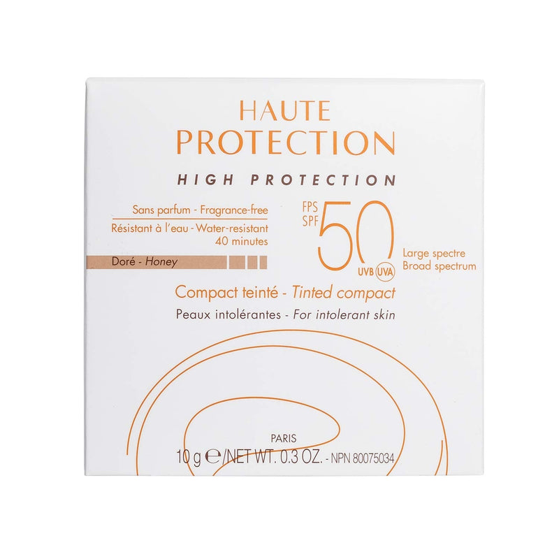 Eau Thermale Avène High Protection Honey Tinted Compact, Broad Spectrum SPF 50+, UVA/UVB Blue Light Protection, Water Resistant, Non-Greasy, .35 oz Eau Thermale Avène