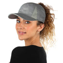 Ponyflo Active Ponytail Hat - Ponytail Caps for Women, Designed for Curly Hair (Grey) Ponyflo