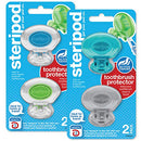 Steripod Clip-On Toothbrush Protector, Clear Blue/Clear Green/Blue/Silver, 4, Teal, Silver, Blue Clear, Green Clear, 2 Count (Pack Of 2) Steripod
