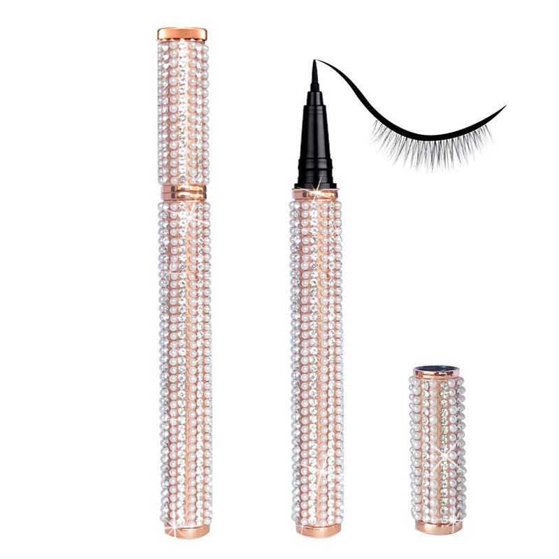 Upgraded Self-adhesive Eyeliner,2 in 1 Eye Liner Pen Diamond Bling Glitter Liquid Eyeliner No Glue, Non Magnetic,Eye Liner for Eye Makeup Wear Normal False Eyelashes Best Women Gifts (Queen) tokabrize