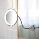 TOP4EVER Flexible 10X Magnifying Suction Mirror, Dimmable LED Lighted Vanity Mirror,Power Locking Suction Cup with Day Light and 360 Degree Swivel, Portable Vanity Mirror for Home Bathroom TOP4EVER