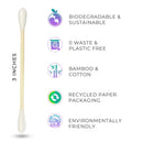 Boonboo Cotton Swabs | 400 Count Bamboo Cotton Buds | Plastic-Free | Biodegradable & Sustainable BOONBOO
