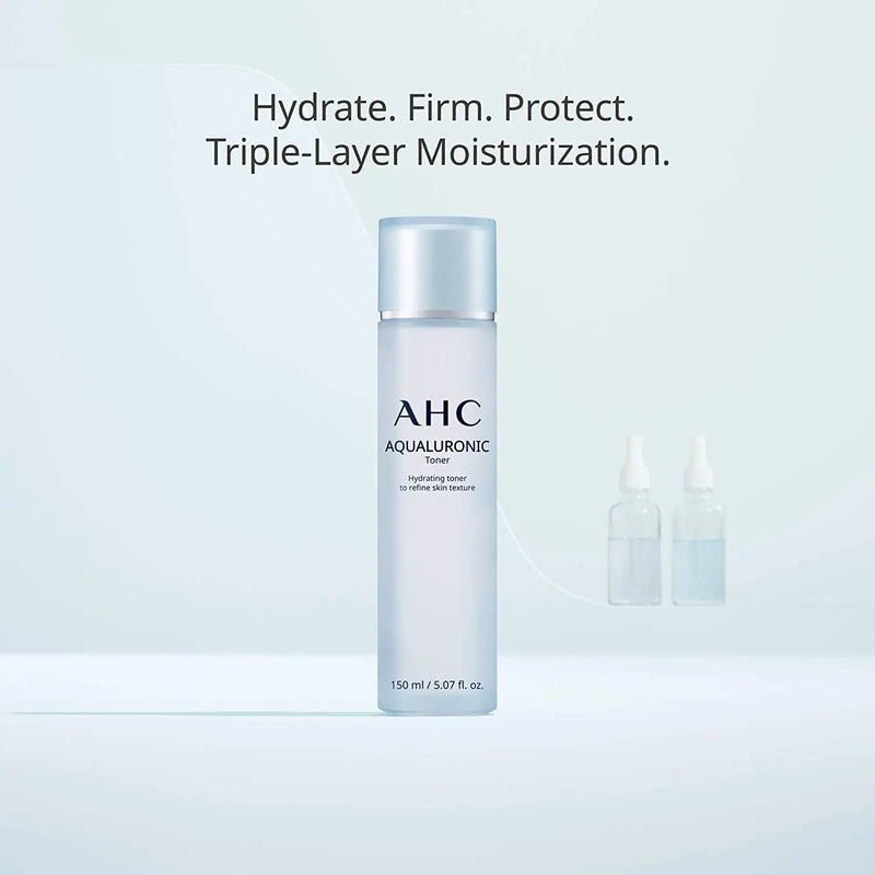 AHC Toner for Face Aqualauronic Hydrating Skin for Dehydrated Skin Triple Hyaluronic Acid Korean Skincare 5.07 oz AHC