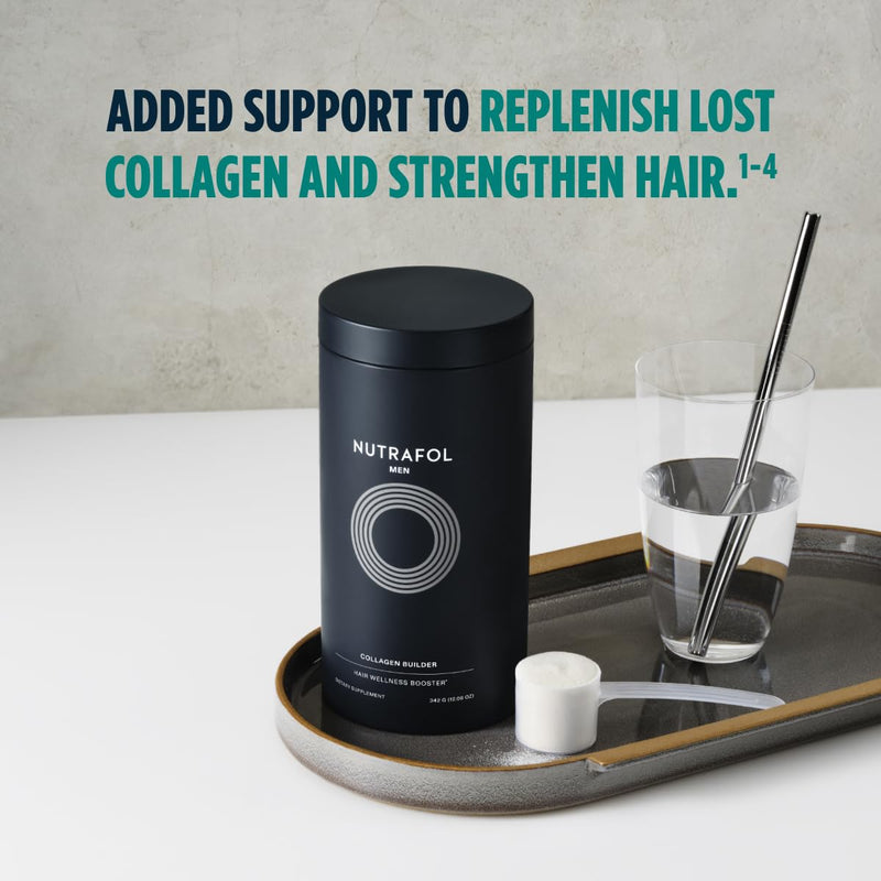Nutrafol Men's Hair Growth Supplement and Collagen Peptides Powder, Physician-formulated for Visibly Thicker, Stronger Hair, Dermatologist Recommended - 1 Month Supply, 12 oz Bottle Infinity Warehouse