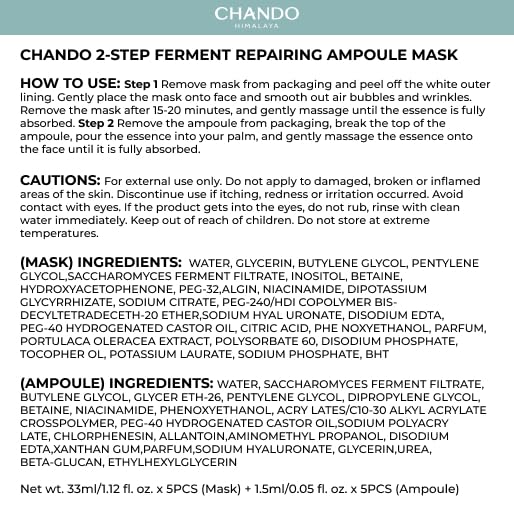 2-Step Ferment & Niacinamide Repairing Ampoule Mask (1.5ml+33mlx5PCS) - Hydrating Mask with Ferment for Skin Recovery and Redness Reduction Infinity Warehouse