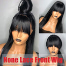 Amella Hair Brazilian Silky Straight Human Hair Wigs with Bangs 150% Density None Lace Front Wigs Human Hair for Black Women 10A Lace Vortex Wigs(12”, Straight Wig with Bangs) Amella Store