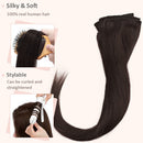 Hairro 100% Human Hair Clip in Extensions Thin 22 Inch Long Straight Dark Brown Human Hair Clip on Hairpieces 75g Machine Weft 8pcs 18 Clips for Women