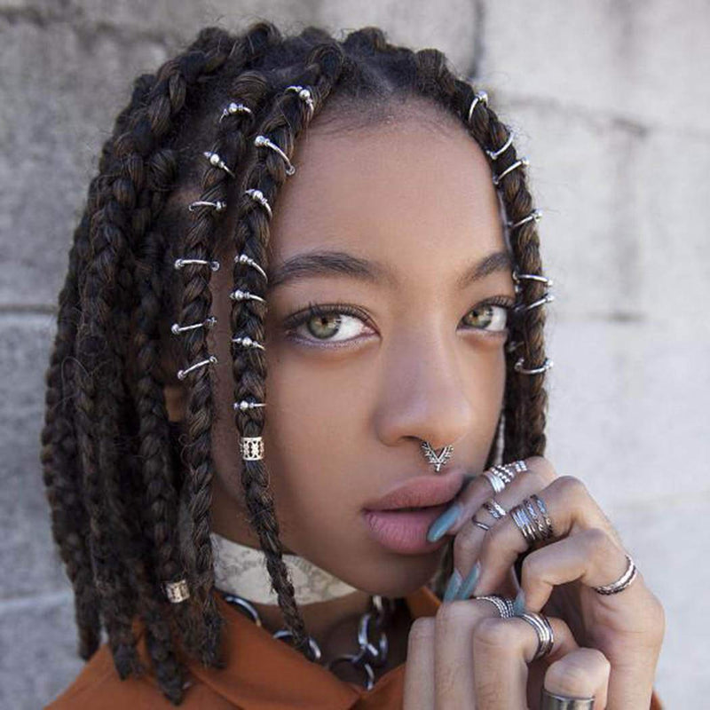 Victray Boho Hair Braid Rings Hair Clip Fahion Hair Accessories for Women and Girls Pack of 5(silver) Victray