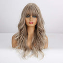Esmee Blonde Ash Gray Long Wigs Heat Resistant Synthetic Cosplay Wavy Wigs with Bangs for Women Esmee