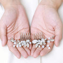 Yean Rhinestone Bride Bridal Hair Comb Opal Crystal Wedding Hair Piece Hair Accessories for Women and Girls (2 Pcs) (Silver) Yean