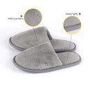 Gray Spa Slippers, Closed Toe(6 Pairs - 3L,3M) Disposable Indoor Hotel Slippers for Women, Fluffy Coral Fleece, Deluxe Padded Sole for Extra Comfort- Perfect for Guests, Hotel,Travel Foorame
