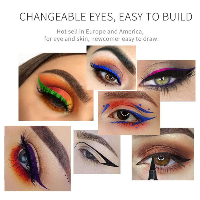 4 Color Winged Eyeliner Stamps Set,evpct Wing Waterproof Eyeliner Stamp Tool Wingliner,Black Red Pink Green Matte Liquid Eyeliner Colorful Set Colored Cat Eye Stamp Eyeliner Liners Pencil Pen Kit evpct