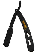 Classic Samurai CS-102MB Stainless Steel Matte Black Finish Professional Barber Straight Edge Shavette Cut Throat Razor with 100 Shark Razor Blades Classic Samurai